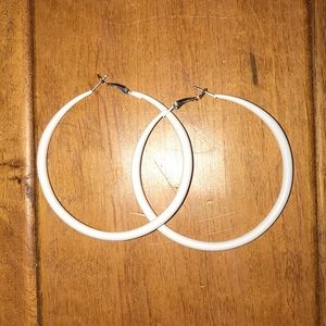 White Hoop Earrings